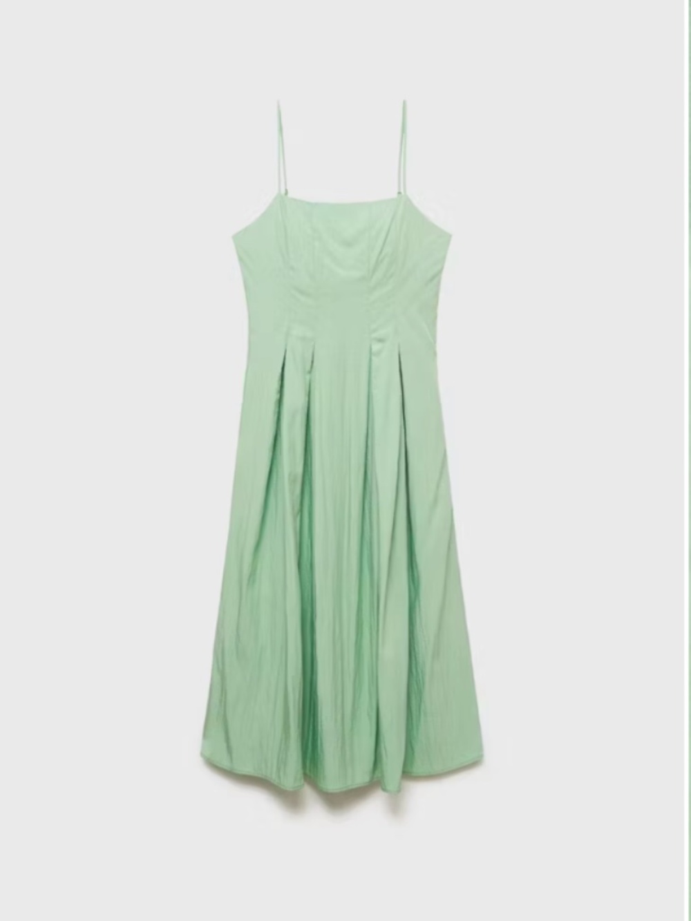Mango Midi Dress with Pleats Mint Green Size 4 NWT
